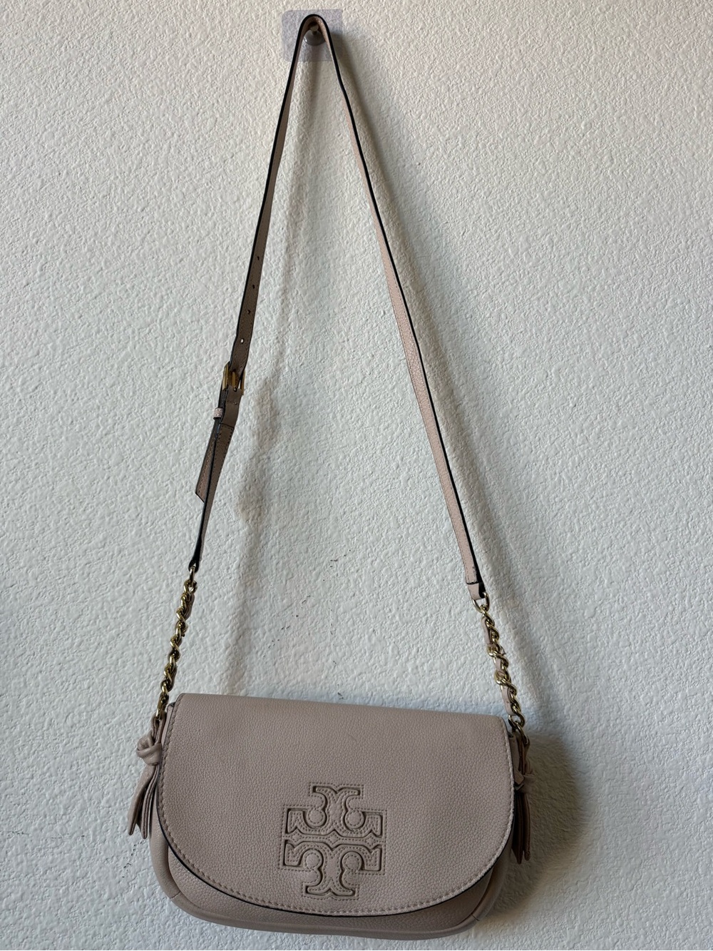 Tory Burch Blush Pink Leather Crossbody Bag